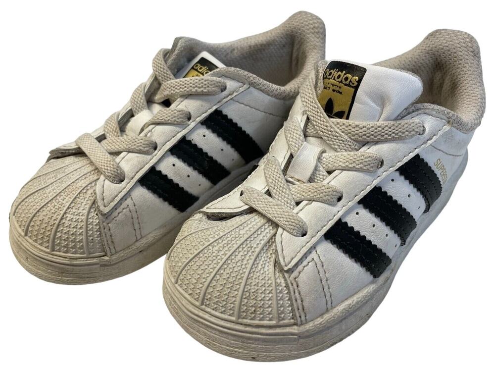 Adidas Shoes Boys 6 White Superstar Sneakers Lace Up Everyday School Casual